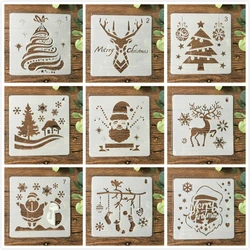 9Pcs 13cm 크리스마스 산타 클로스 순록 눈 DIY 겹쳐서 스텐실 회화 스크랩북 착색 엠보싱 장식 템플릿