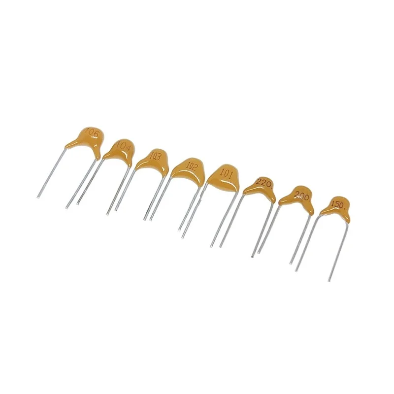 50PCS/LOT Monolithic ceramic capacitor CT4 50V 5.08MM 15/20P/22PF/27P/30P/33P/47P/56P/68P/82PF/100/120/150/220P/330P/470PF 104K