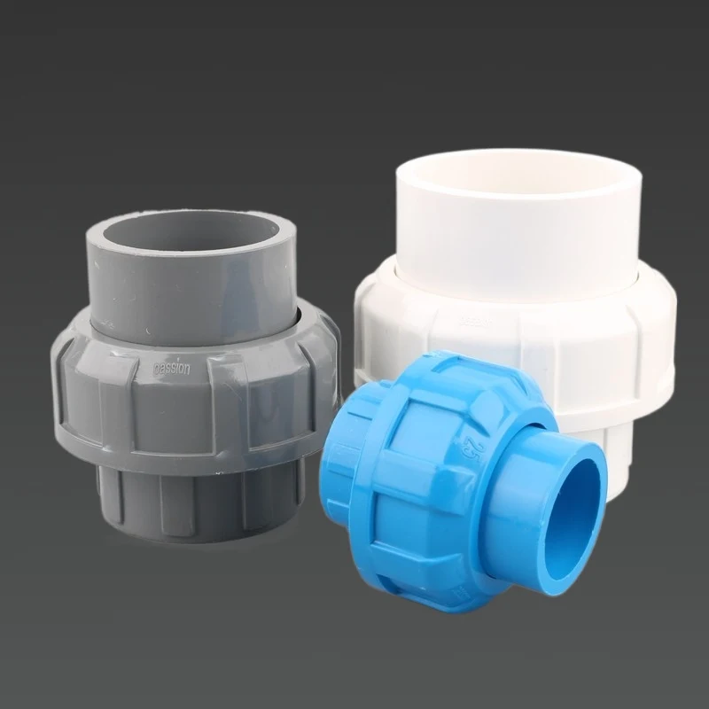 1pc 20/25/32/40/50mm PVC Pipe Union Connector For Garden Irrigation Water Tank Joint Pipe Straight Connector