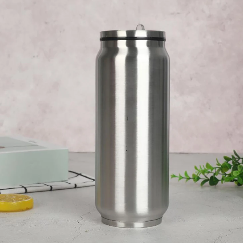 Fashion High Quality Beverage Can Hot Vacuum Insulated With Straw Thermos Stainless Steel Water Bottle 500ml