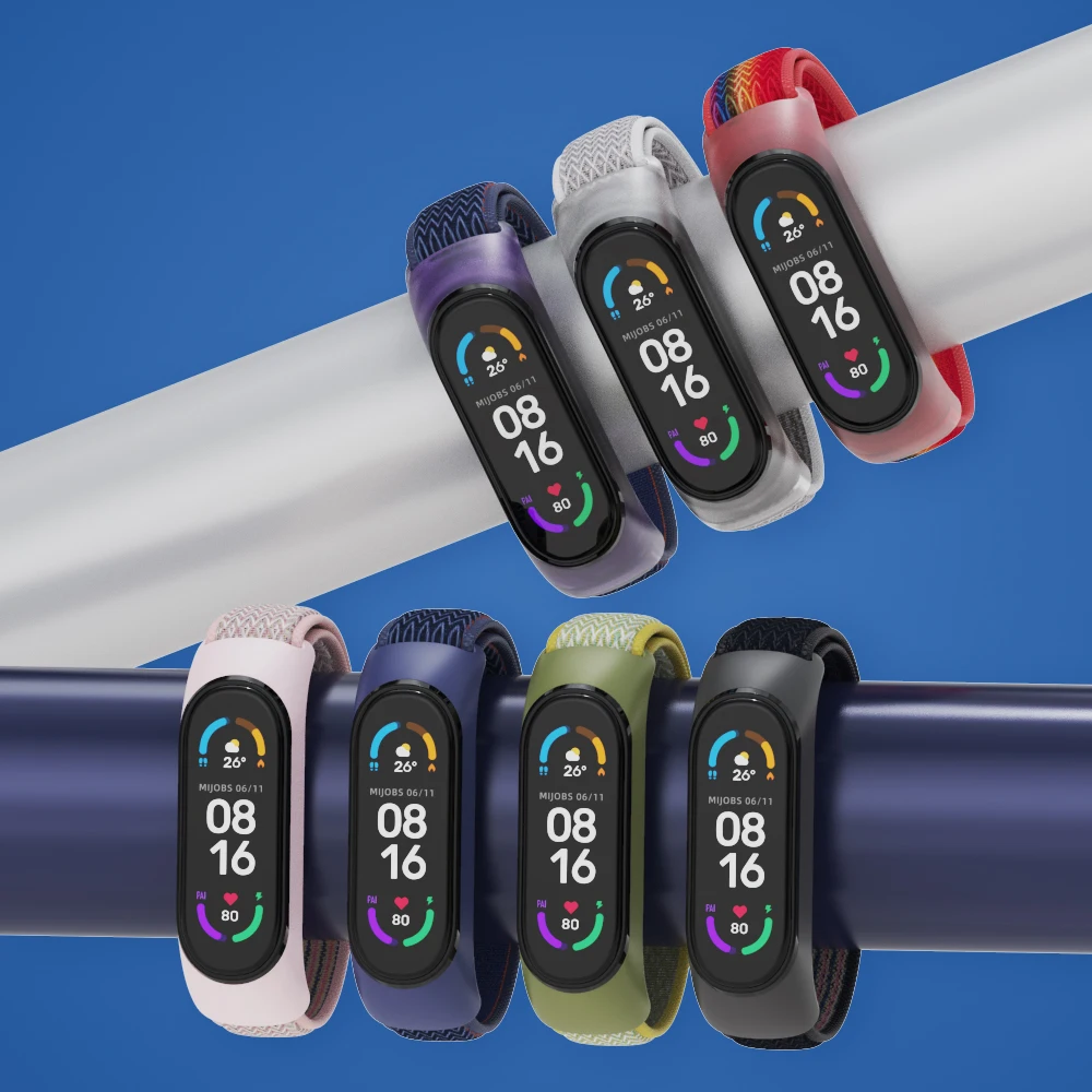 النايلون حزام ل Mi الفرقة 5 6 7 مطاطا معصمه ل شاومي Mi الفرقة 6 حزام ساعة ذكية Miband 5 Correa استبدال سوار NFC