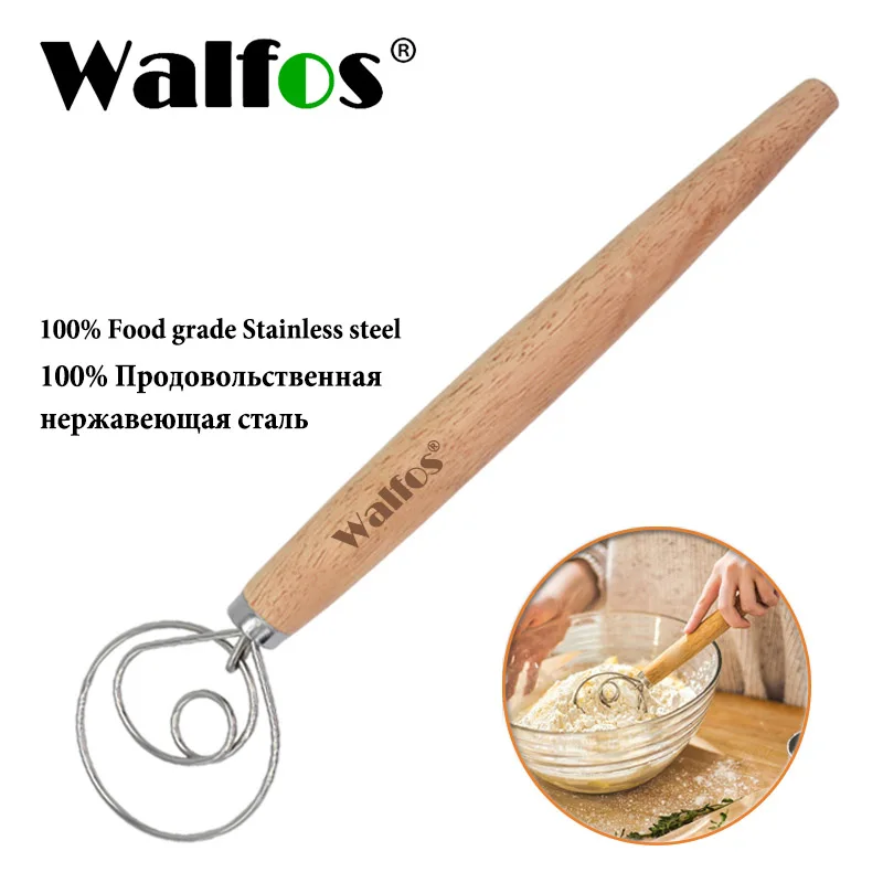 

WALFOS Stainless Steel Danish Dough Whisk Blender Cake Bread Pastry Dough Mixer Stick Egg Beater Tools Baking Pastry Blender