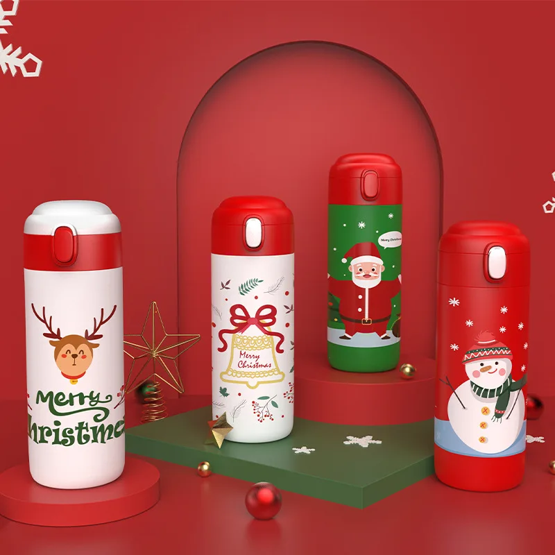 Christmas gift children Thermo Bottle straw Vacuum Flask Sealed Leakproof Stainless Steel Milk Big Capacity Travel Insulated Cup