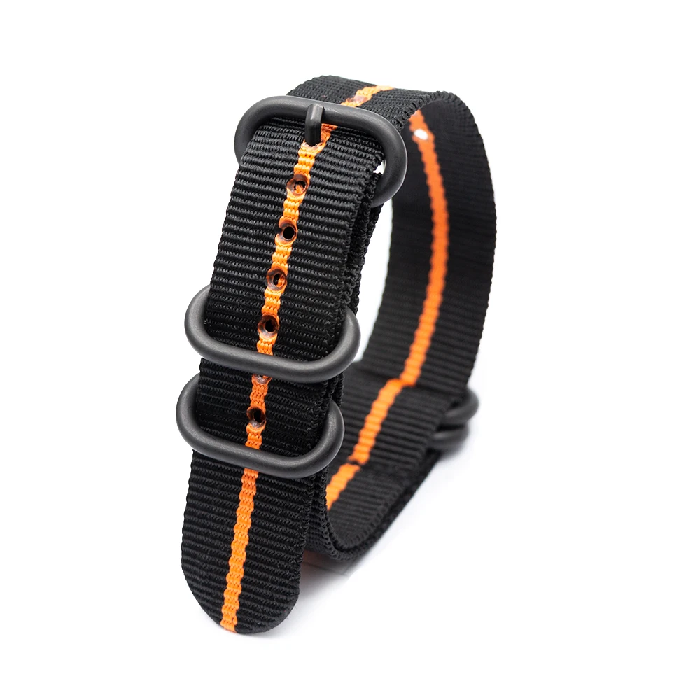 

2 Black 1 orange Soft Breathable Nylon Strap Watch Replacement Belt 18mm 20mm 22mm 24mm Sports WatchBand For Adjustable Buckle