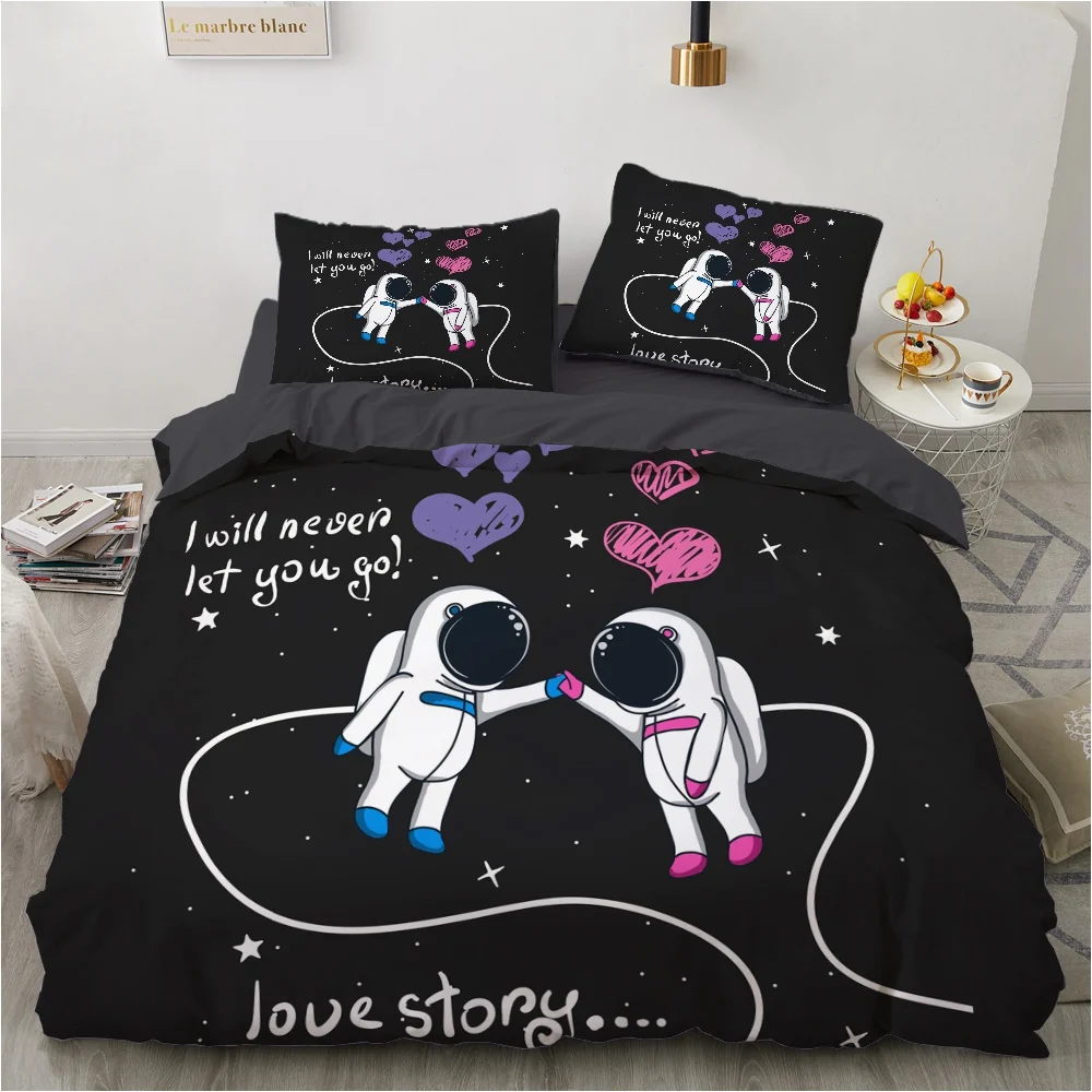 3D Cartoon Children Bedding Set Single bed Bedlinen Twin Single Full Queen King Astronaut Boy Duvet Cover Pillowcase Bedclothes