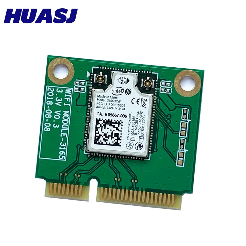 HUASJ двухдиапазонная карта 3165NGW 3165AC mini PCI-E 802.11ac WiFi WLAN 433 Мбит/с 2,4G/5 ГГц BT4.0 для ноутбука