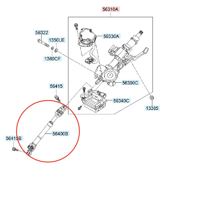 Intermediate Steering Column Shaft For Hyundai Tucson 2016-2019  For kia KX5 SPORTAGE Steering Joint OEM 56400D3000