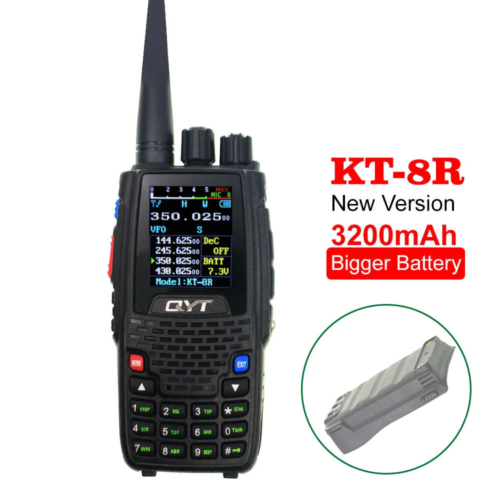 

QYT KT-8R Walkie Talkie 5W 3200mAh Quad Band переносная любительская радиостанция Station intercom KT8R Color Display FM transceiver