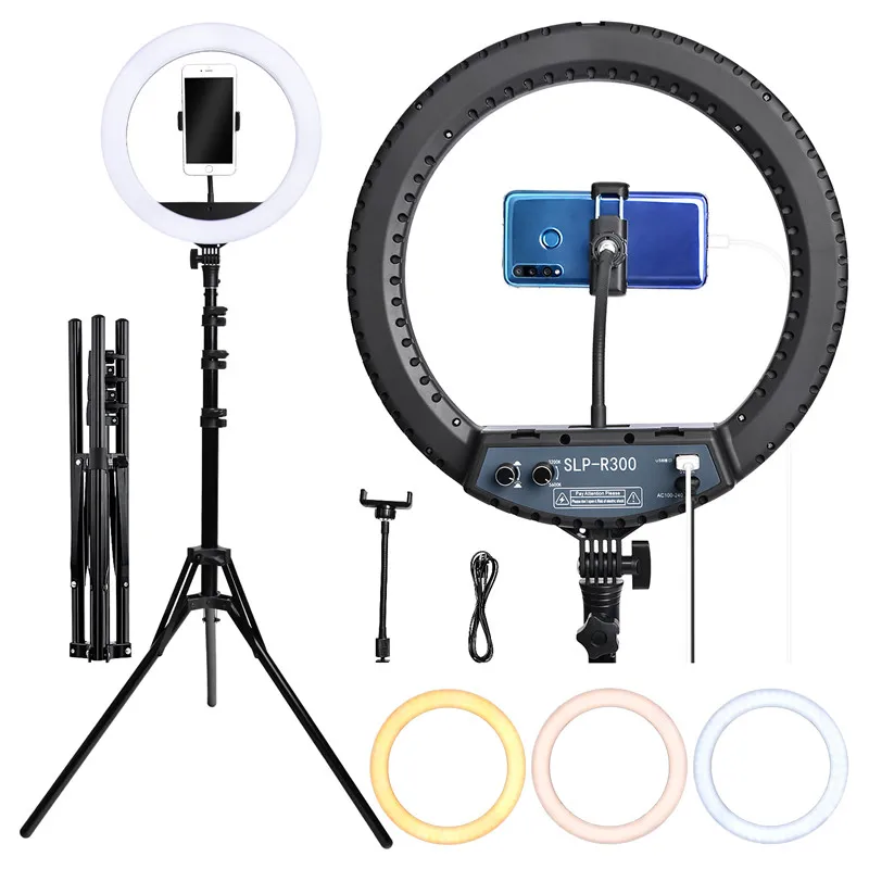 Fosoto 14inch LED Ring Light Photographic Lighting Ringlight Photography Ring Lamp With Tripod Stand For Camera Phone Makeup