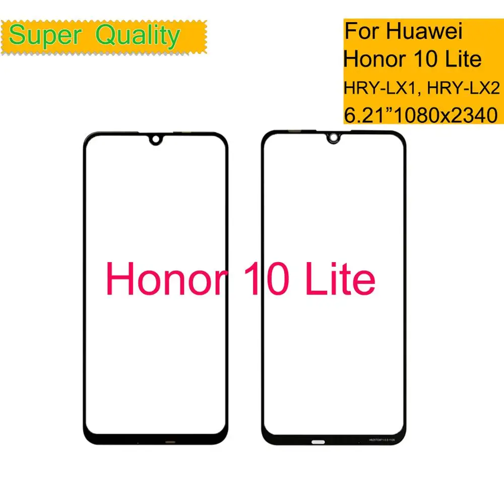 

10Pcs/Lot For Huawei Honor 10 Lite Touch Screen Panel Front Glass Outer HRY-LX1 HRY-LX2 LCD Glass Lens With OCA Glue Replacement