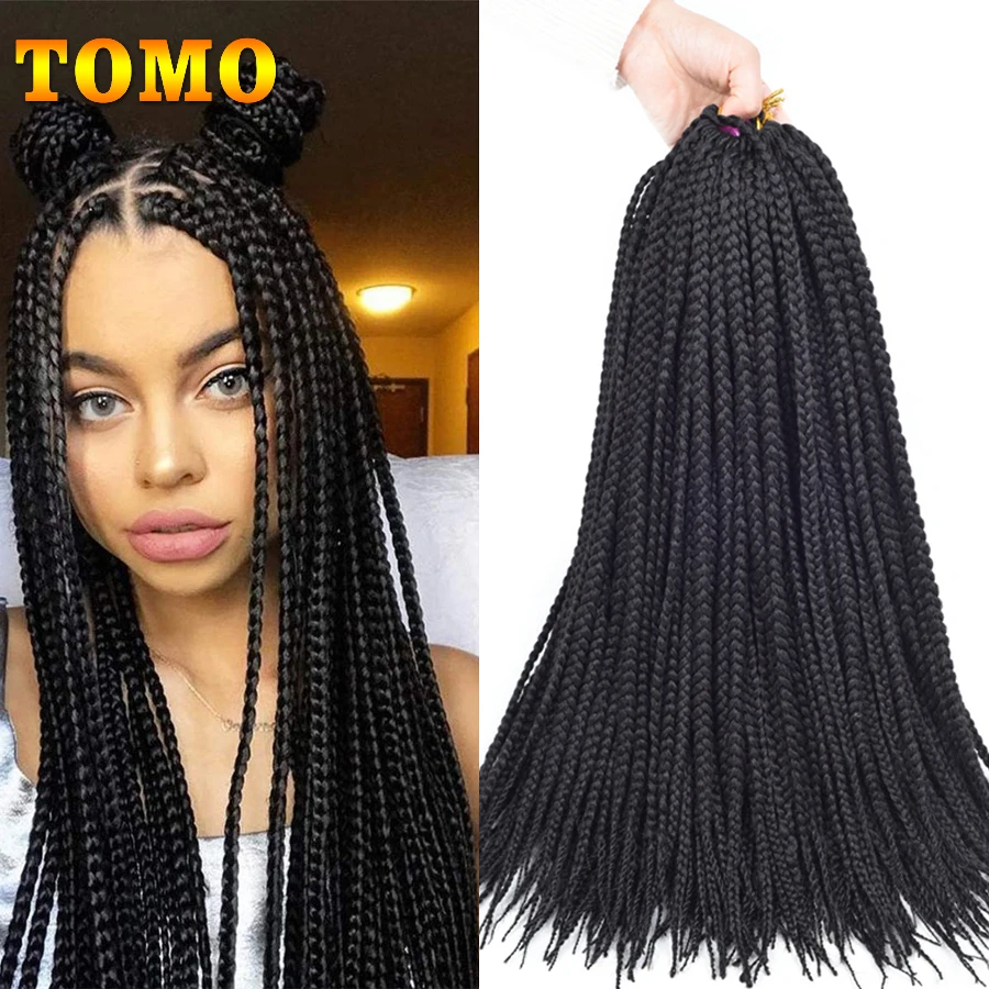 TOMO 3X Box Zöpfe Häkeln Haar 14 18 22 Inch Ombre Farbe Synthetische Handgemachte Flechten Haar Extensions Für Schwarze Frauen 22 wurzeln