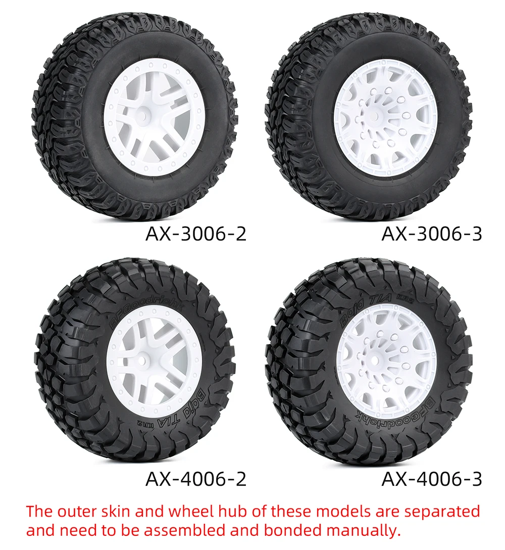 Austar 4PCS RC Car Rubber Tires Wheel Rim Set for 1/10 Short Course Truck ARRMA SENTON 550 MEGA XLH 9125 Traxxas Slash