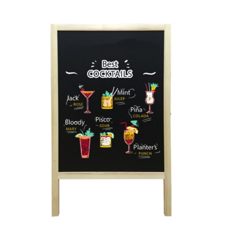 25*40cm Double-sided Foldable Easel Wooden Writing Board Blackboard Drawing Board Wooden Magnetic Message Board Decoration