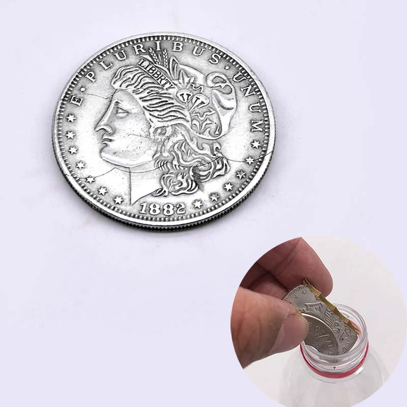 

Three Folding Coin Morgan Coin Version Magic Tricks Coin Through Into Bottle Magie Close Up Accessory Gimmick Props Mentalism