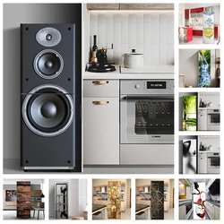 Big Speaker Self Adhesive Dishwasher Refrigerator Wrap Freezer Sticker Kid's Art Fridge Door Cover Wallpaper Kitchen Accessories