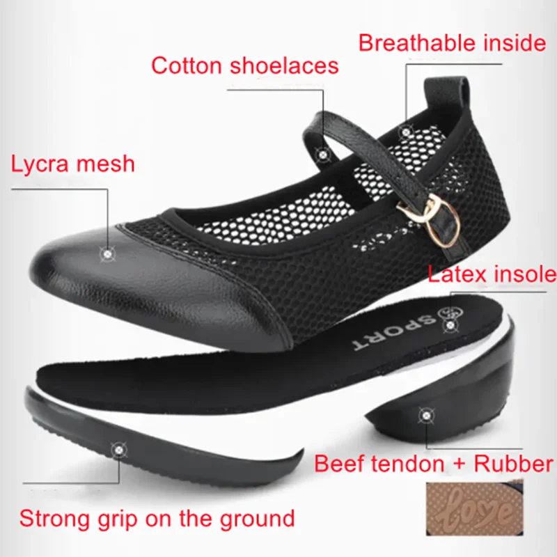 Women Cowhide Joint Mesh Latin Dance Shoes Modern Sneaker Shoes Girls Teach Dancing Shoes Closed Toe Waltz Tango Salsa Shoes