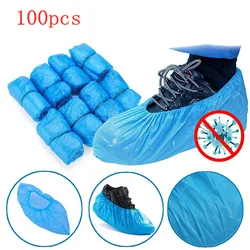 Sapato de plástico descartável cobre, overshoes impermeáveis, ao ar livre, dia chuvoso, limpeza do tapete, 100 pcs