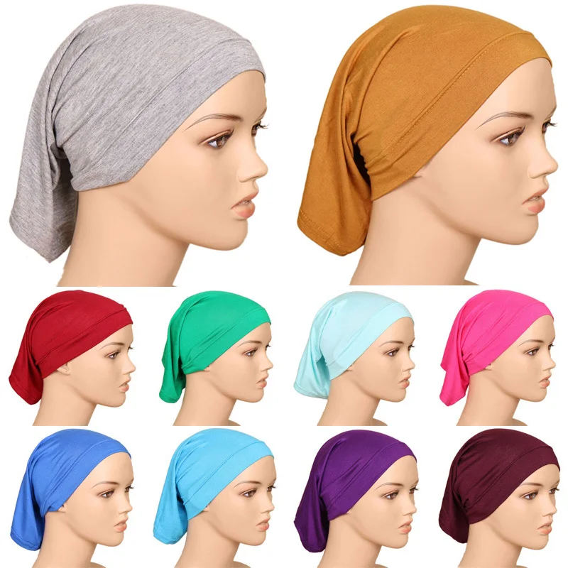 

Women Under Scarf Hijab Tube Bonnet Bone Chemo Hat Cotton Head Cover Inner Caps Muslim Inner Hijabs Cap Underscarf Turban