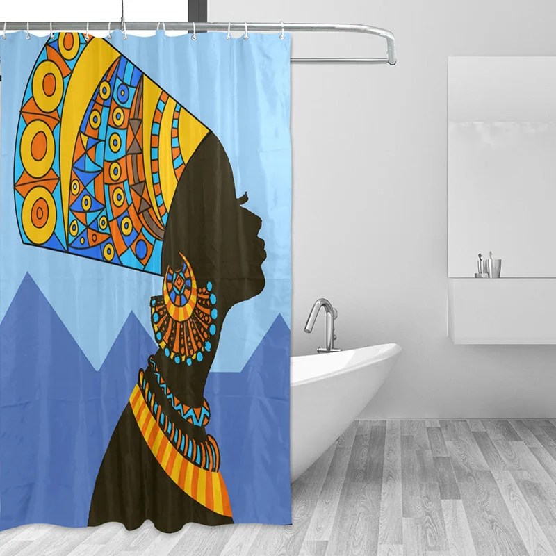 

African Women Shower Curtain Waterproof Polyester Bathroom Curtain Modern Bath Curtain With 12 Hooks Accessories Home Decor