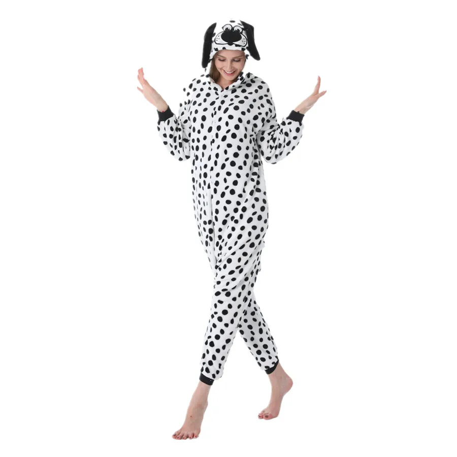 Dalmatian Adults Animal Cartoon Kigurumi Women\'s Men\'s Onesies Pajamas Cosplay Costume for Halloween and Carnival Party