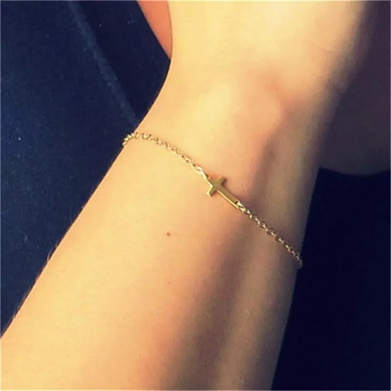 Fashion Cross Charm Bracelets For Women Simple Gold Sliver Color Infinity Bracelet Jewelry Gifts Female Wholesale Dropshipping