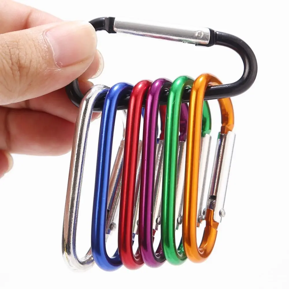 100PCS/Lot Colorful Safety Buckle Hook Aluminium Alloy Climbing Buckle Keychain Carabiner Outdoor Camping Hiking Tools Random