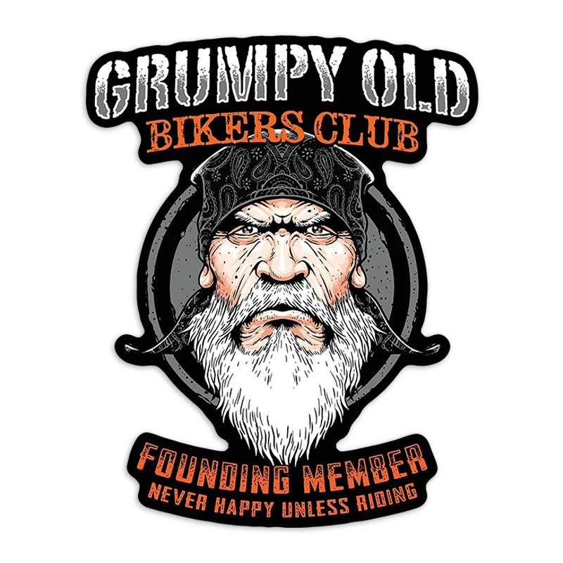 S60068# Grumpy Old Bikers Club Self-adhesive Decal Car Sticker Waterproof Auto Decors on Bumper Rear Window Laptop Choose Size