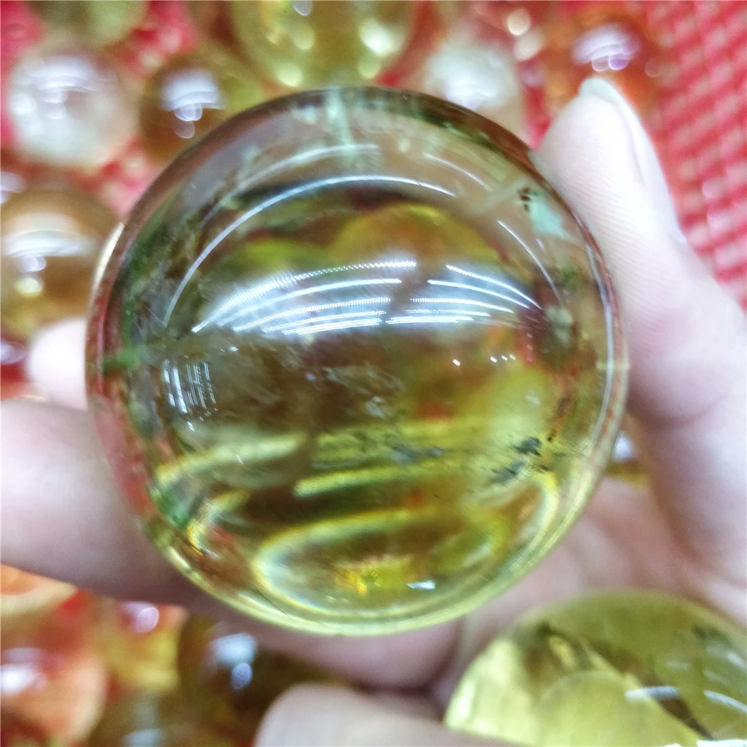 

High Grade Natural Clear Citrine Quartz Crystal Sphere Reiki Healing Decorations God Of Wealth Jewelry Beads Ball Collectibles