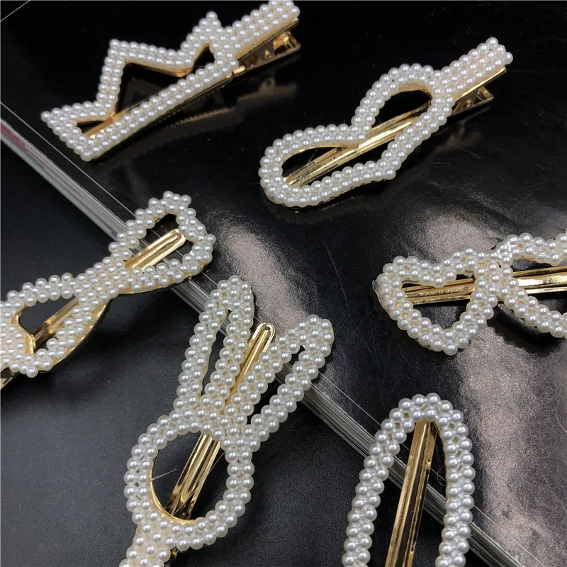 Barrettes à cheveux en perles simulées, style coréen, pinces géométriques pour femmes, bijoux pour filles, épingles à cheveux, accessoires