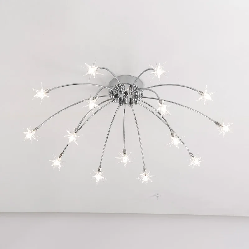 Lustre moderno para sala de estar, luminária com design nórdico, ideal para decoração de quarto, cozinha, casa, iluminação, metal cromado