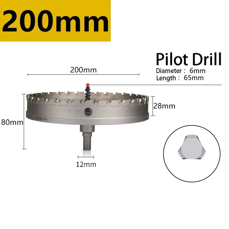 1 Chiếc TCT Lỗ Cưa 12 - 200 Carbide Đầu Mũi Khoan Kim Loại Hợp Kim Dao Cắt Bằng Thép Không Gỉ