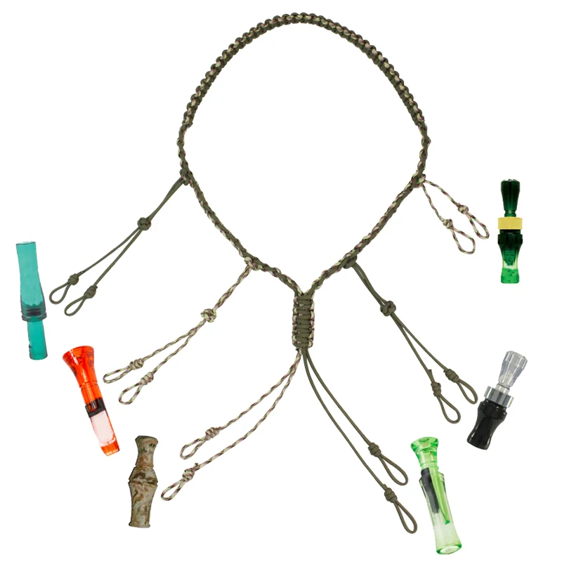 R01 R02 Outdoor Duck Lanyard Strap 65cm Waterproof Duck Hunting Decoys Braided Collar Hunting Parachute Cord For Duck Whistle