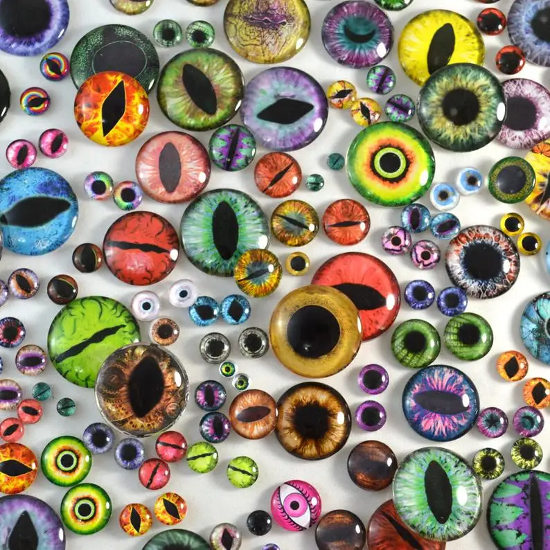 Glass Eyes Overstock Wholesale in Random Designs - Choose Size 6mm 8mm 10mm 16mm 25mm 30mm - Taxidermy or Jewelry Making