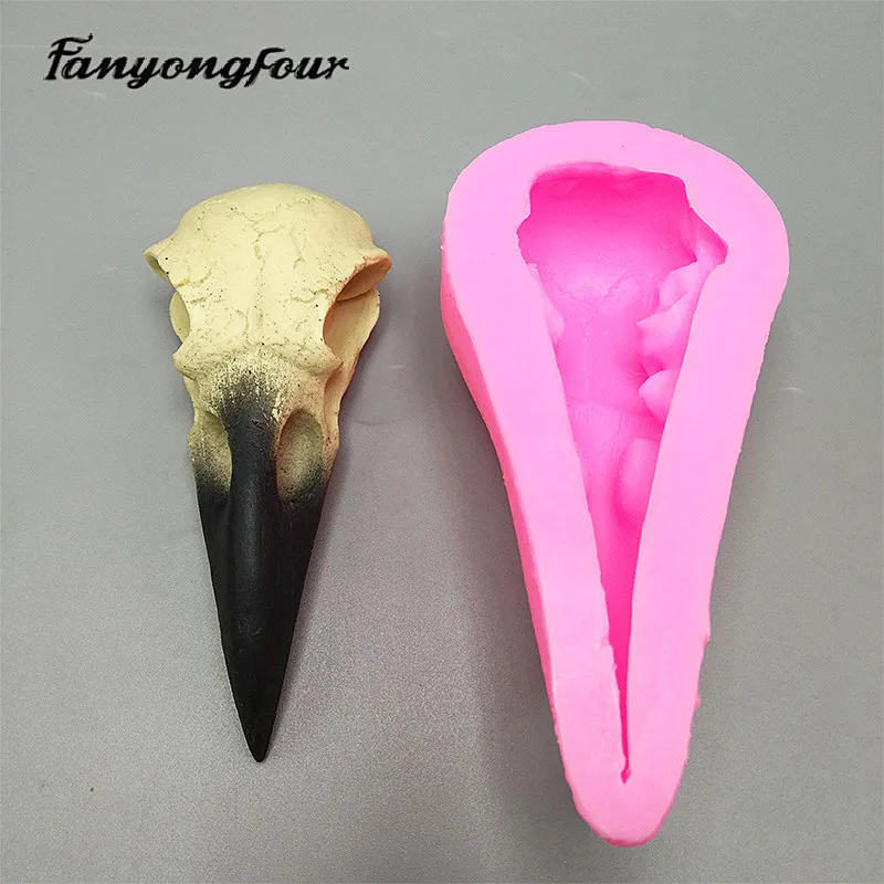 Silicone mold crow skull DIY handmade resin gypsum aromatherapy candle concrete crystal drop glue mold making crafts