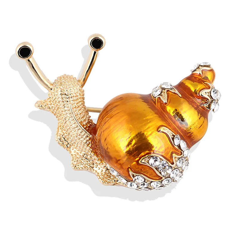 1pcs Rhinestone Snail Brooches For Women Cute Small Insect Brooch Pin Fashion Enamel Pin High Quality