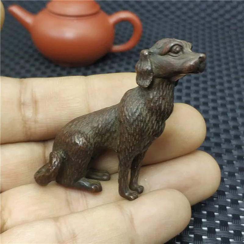 Pure copper zodiac animal statue dog puppy solid gatekeeper dog home accessories decoration gift Feng Shui bronze sculpture