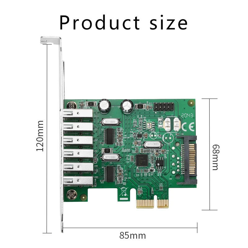 HAGOOGI PCI-E 1X VIA805 чипсет Настольный 6-портовый USB 2,0 адаптер карта PCI-E серийная карта с 15-контактным блоком питания