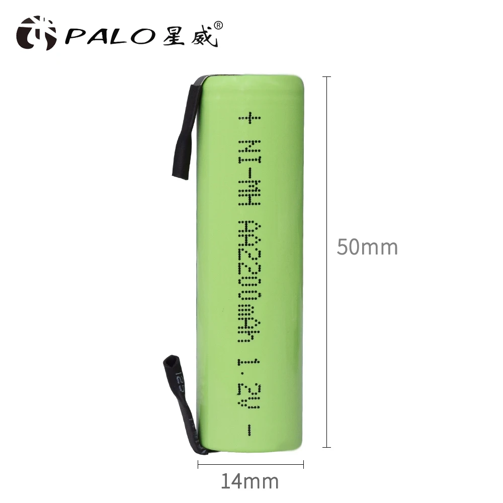 1.2V AA Rechargeable Battery 2200mah NiMh Cell Green Shell with Welding Tabs for Philips Electric Shaver Razor Braun Toothbrush