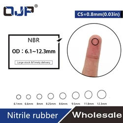 30PCS/lot Rubber Black NBR CS 0.8mm thickness OD6.1/6.6/8/8.25/8.6/9.5/11.8/12.3mm watch ORing Gasket waterproof Nitrile oring
