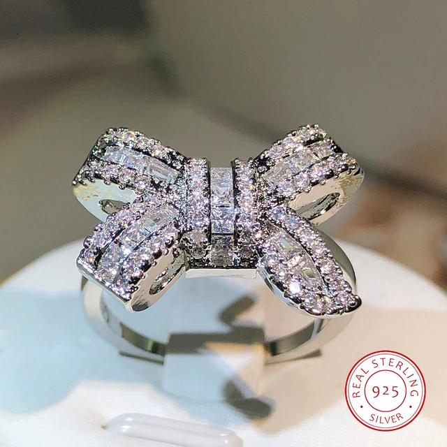 Sterling silver bow ring deals