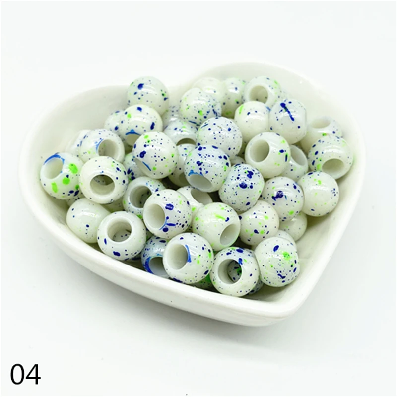 50pcs 10mm Big Hole Beads Bucket  Acrylic Loose Bead for Jewelry Making Bracelet Necklace DIY