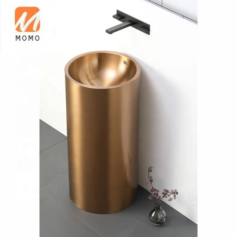 

Washroom Stand Single Lever Basin Mixer Freestanding Outdoor Wash Basin Sinks Round Pedestal Basin for Hotel