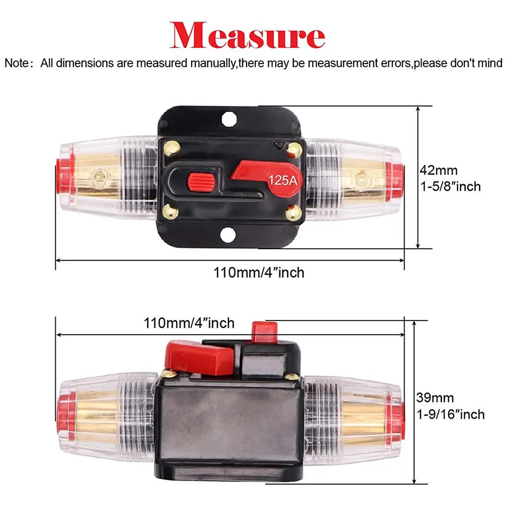 Car Circuit Breaker Switch Support with Manual Reset Boat RV 12V 24V