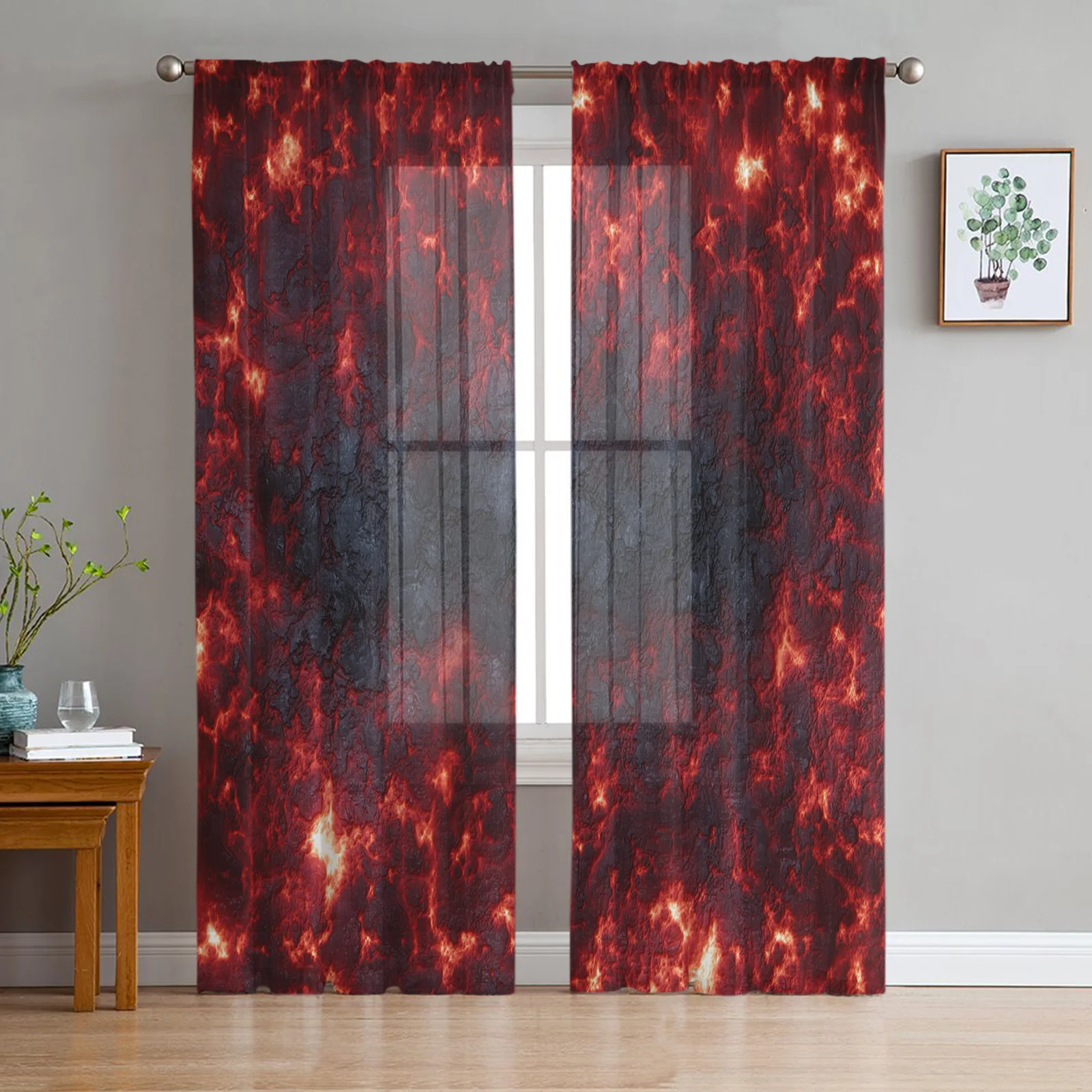 Magma Crack Modern Curtain For Living Room Transparent Tulle Curtains Window Sheer For The Bedroom Accessories Decor