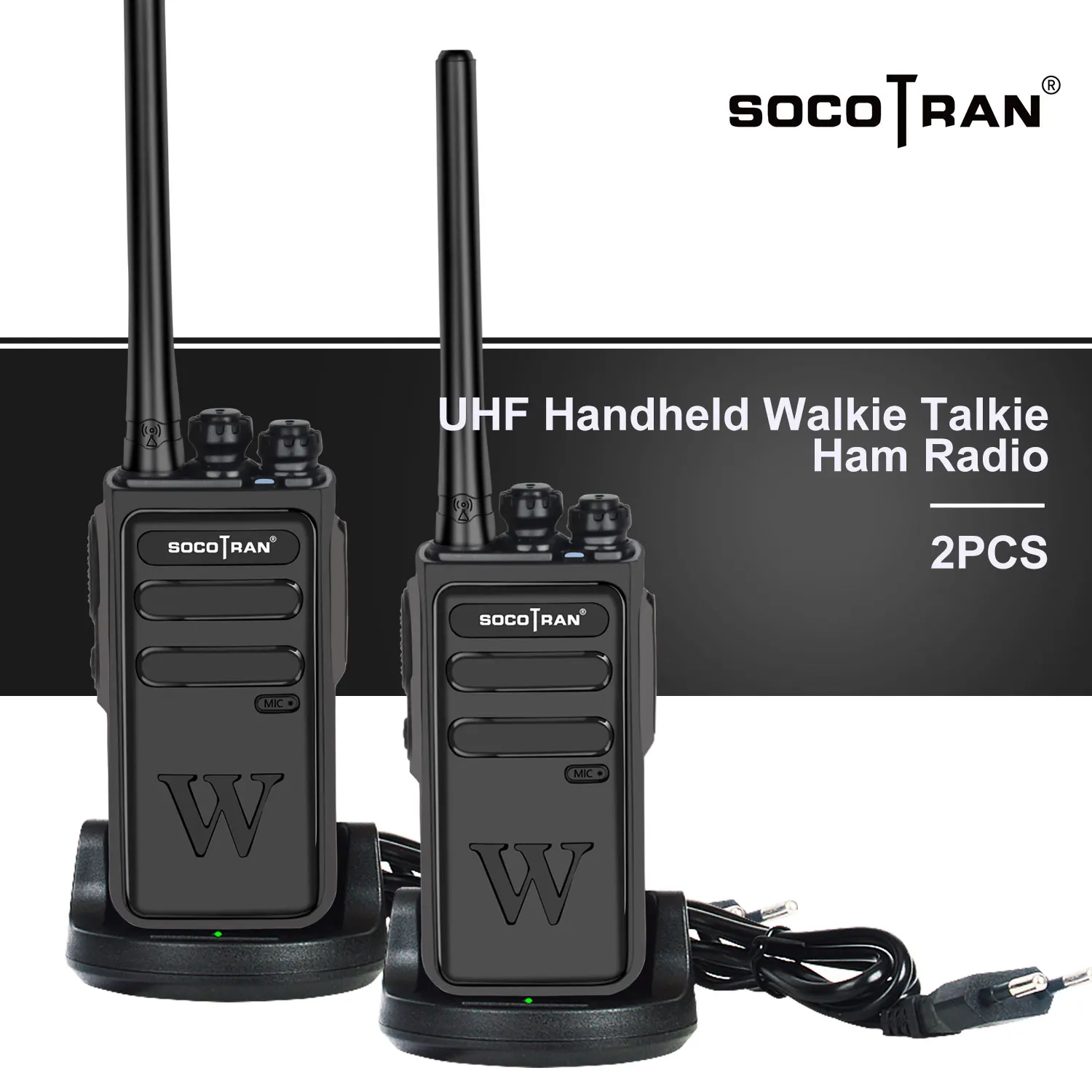 Socotran Handheld Walkie Talkie Portable Radio 5W High Power UHF Professional Two Way Ham Radio Communicator