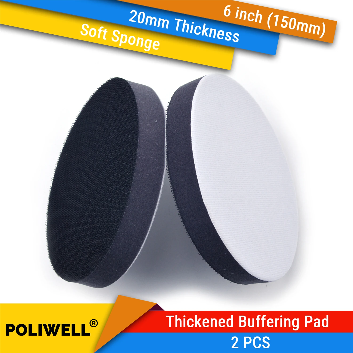 

2PCS Thickened Abrasive Pad 150mm 6 Inch Soft Sponge Interface Pad Hook and Loop Buffer Pad Sanding Polishing Tools Protection