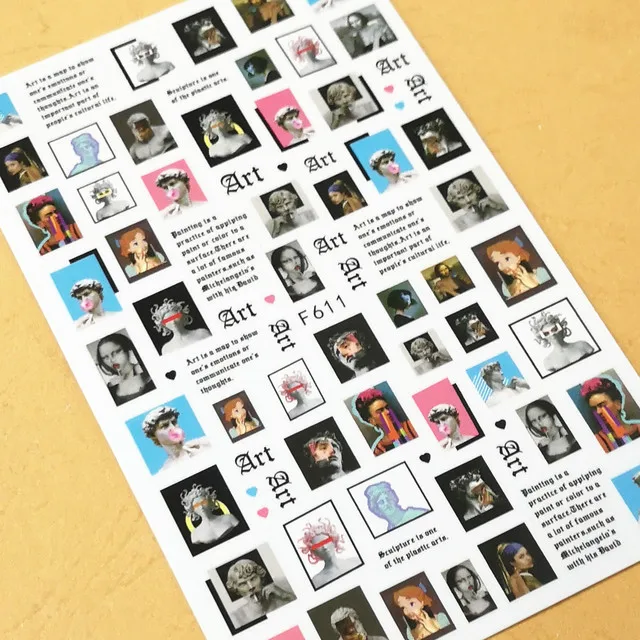 1 unidad, el más nuevo diseño de escultura 3D, autoadhesivo, pegamento trasero, calcomanía deslizante, decoración DIY, estampado, pegatinas para uñas F611 192 193