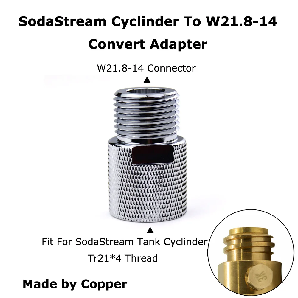 New Soda & Stream Cylinder To W21.8-14 Convert Adapter For Aquarists Aquarium Fish or Homebrew Beer Keg Co2 Tank Regulators