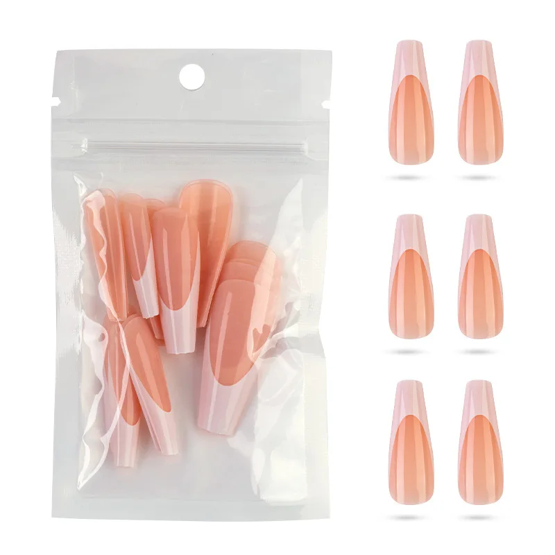 Full Cover French Nails Press on Tips Coffin False Acrylic Ballerina 20pcs Faux Ongle Nails Fingernails Reusable Wear Tips