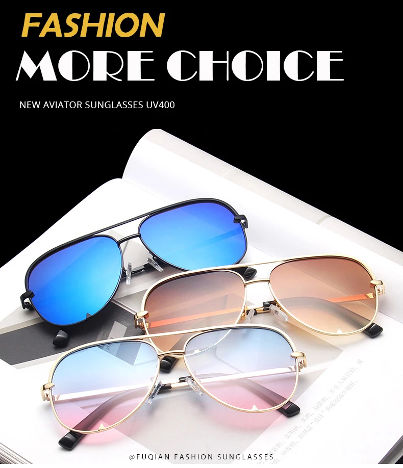 Klassische Metall Luftfahrt Sonnenbrille Frauen Mode Legierung Pilot Sonnenbrille Männer Farbverlauf Schwarz Driving Shades Damen UV400 – Detail 4